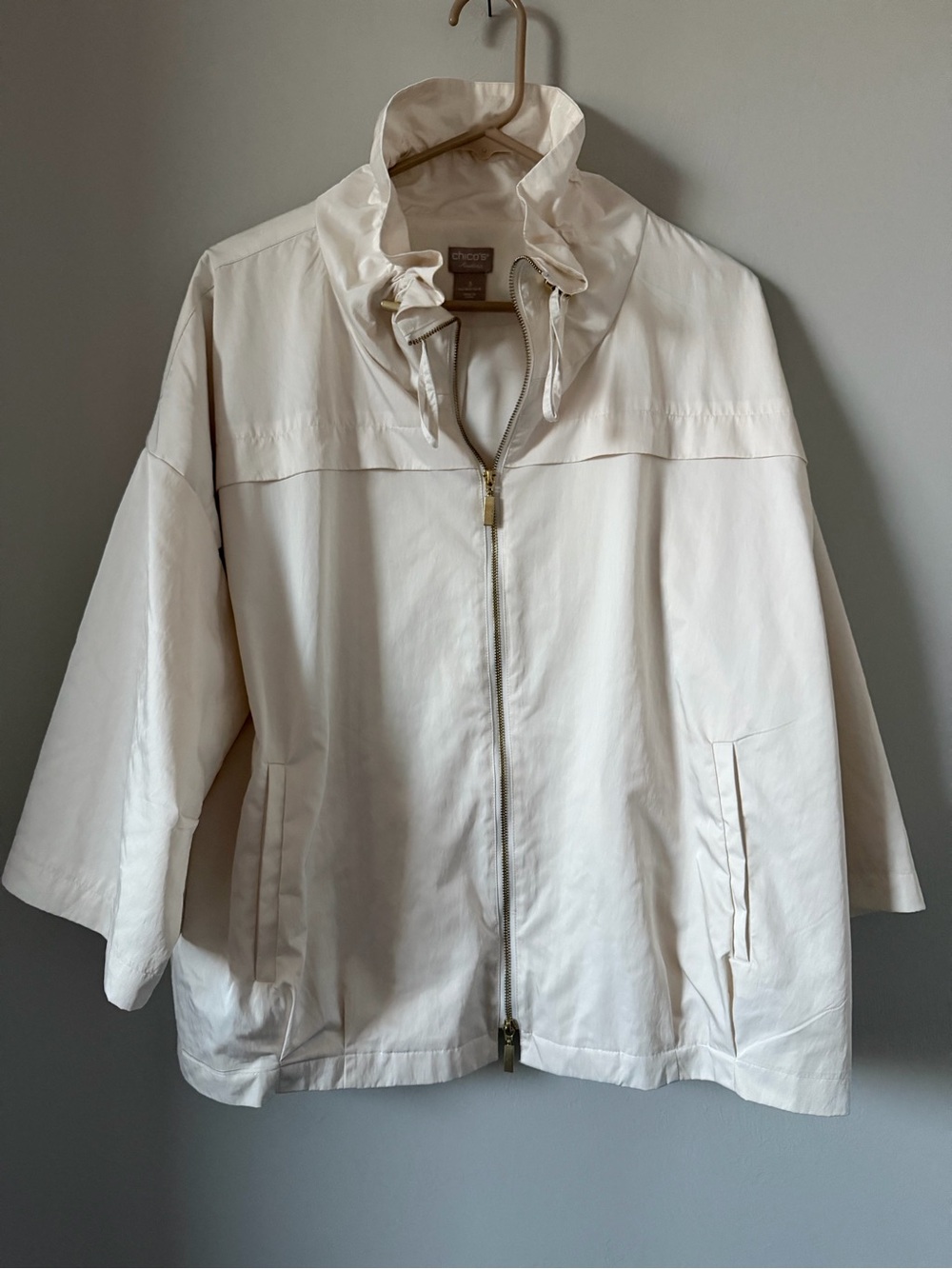Chico's Off-White Zip-Front Lightweight Jacket